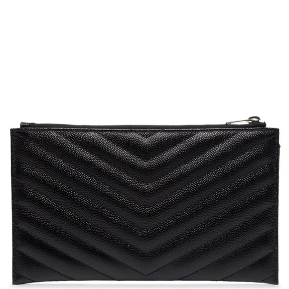 BRAND NEW! YSL CASSANDRE SAINT LAURENT MATELASSÉ ZIPPED POUCH IN GRAIN DE POUDRE - Picture 2 of 16